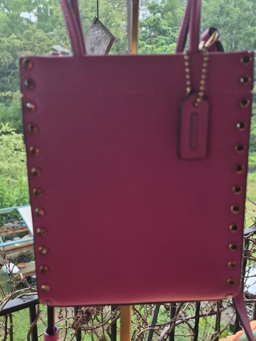 COACH 💎 MINI CASHIN TOTE w/Crystal Rivets ('22) Hyacinth Glove Leather 💎 NWT